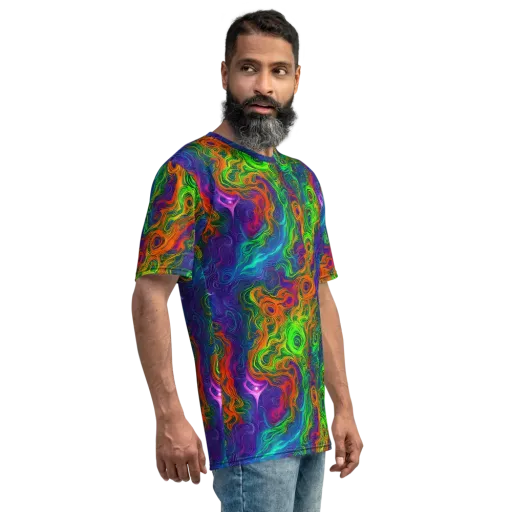 Chromatic Whirl on a Men's Crew Neck T-Shirt