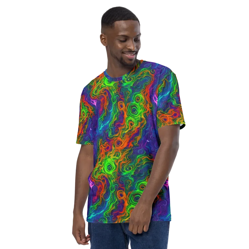 Chromatic Whirl on Men's Crew Neck T-Shirt — Left