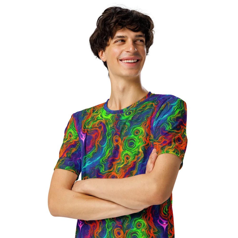 Chromatic Whirl on Men's Crew Neck T-Shirt — Left Front