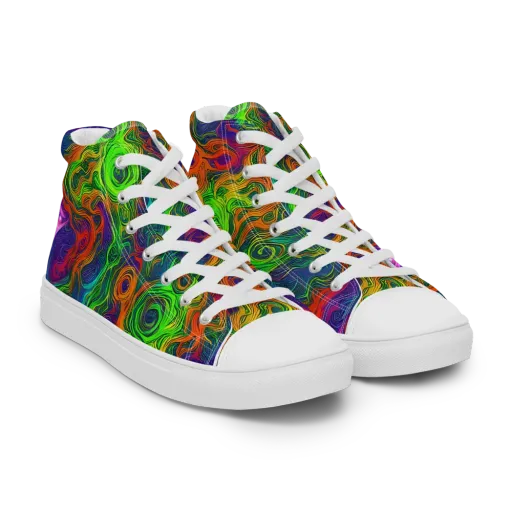 Chromatic Whirl on a Men's High Top Canvas Shoes
