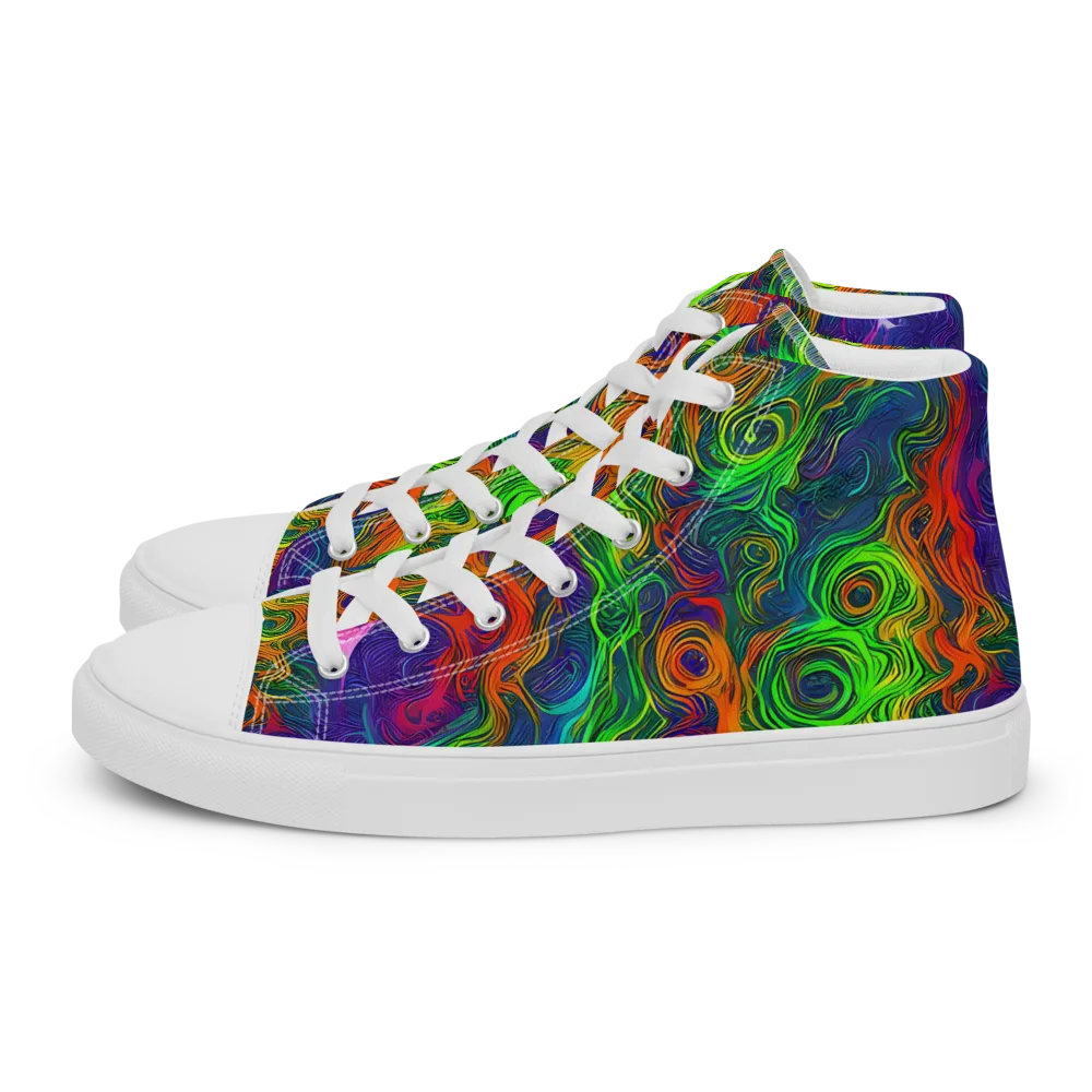 Chromatic Whirl on Men's High Top Canvas Shoes — Left