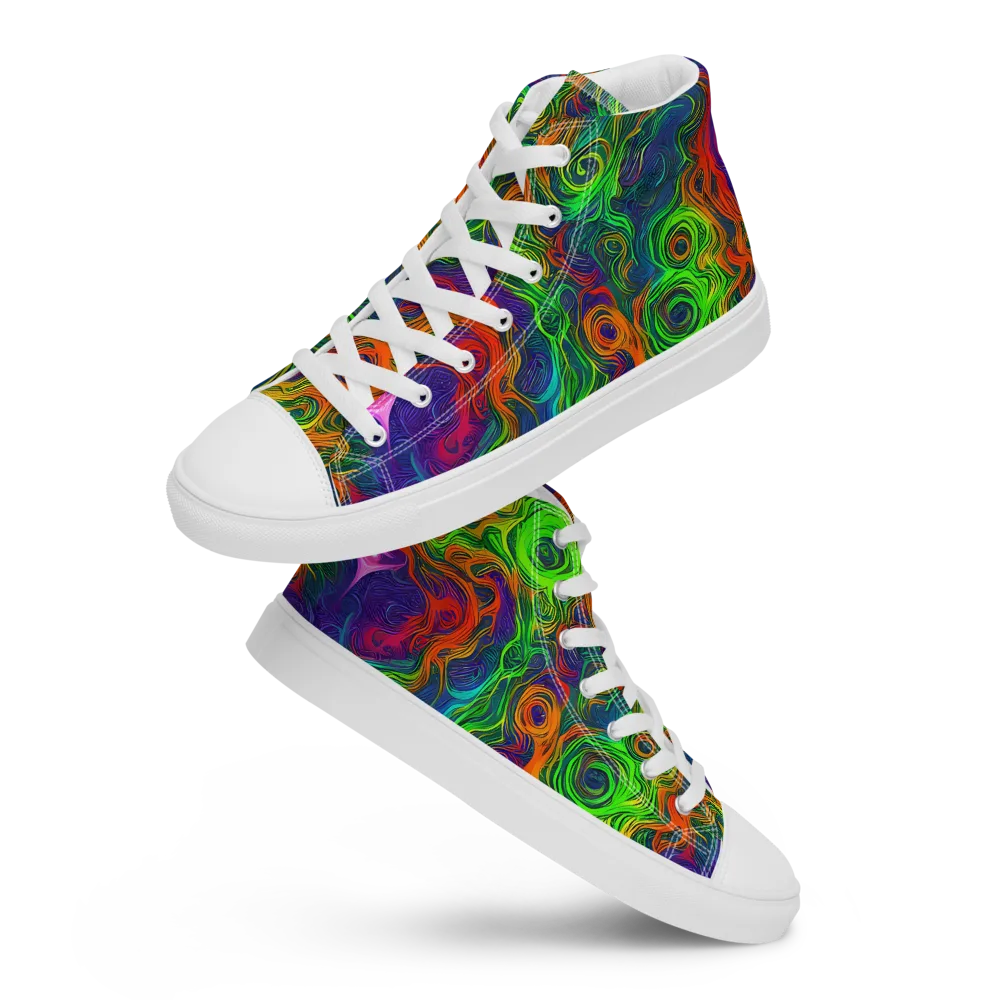 Chromatic Whirl on Men's High Top Canvas Shoes — Front