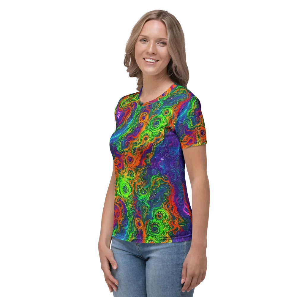 Chromatic Whirl on Women's Crew Neck T-Shirt — Left
