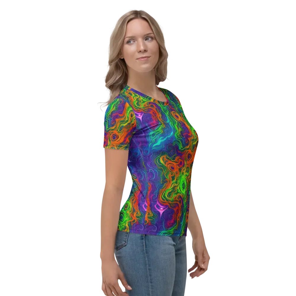 Chromatic Whirl on Women's Crew Neck T-Shirt — Right