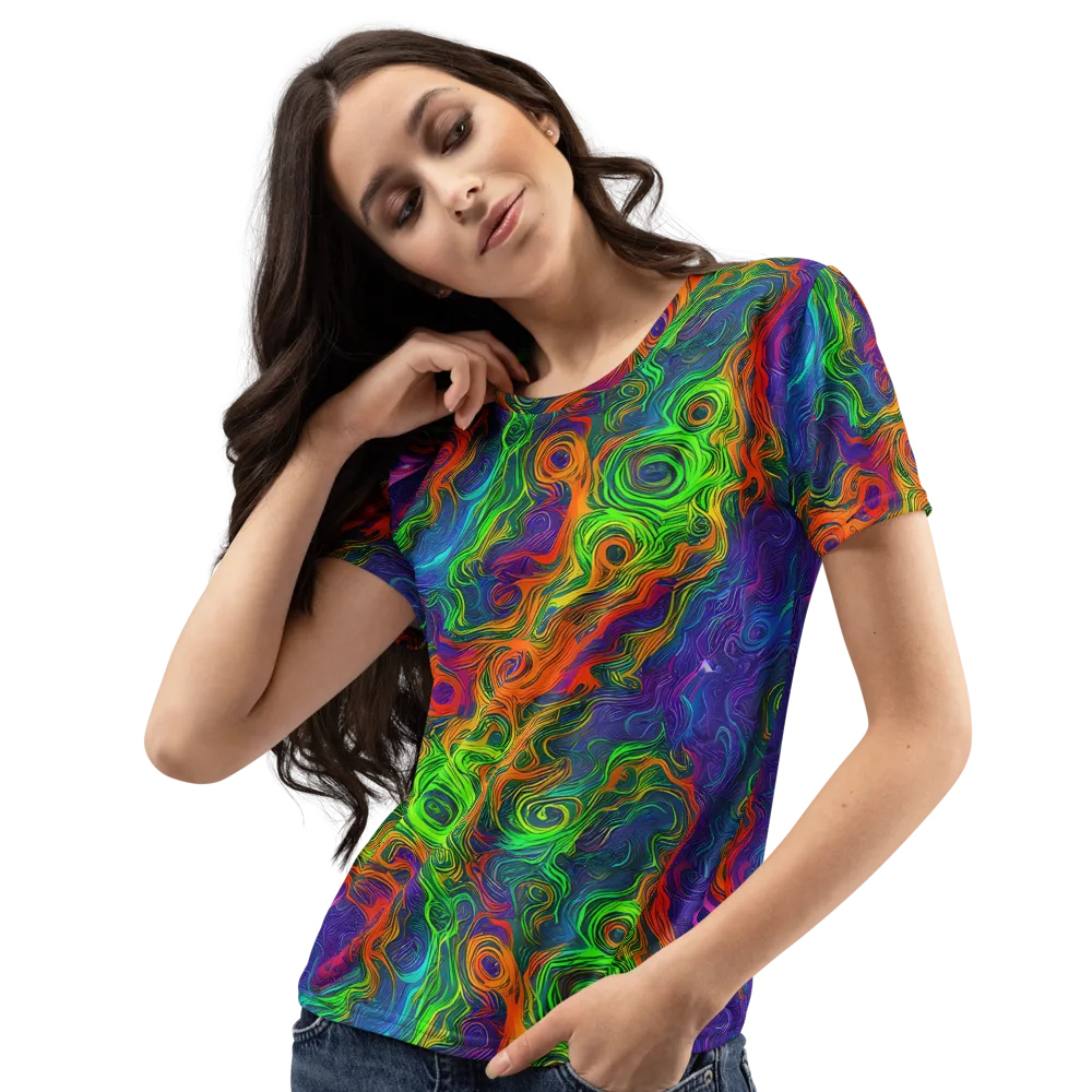 Chromatic Whirl on Women's Crew Neck T-Shirt — Left Front