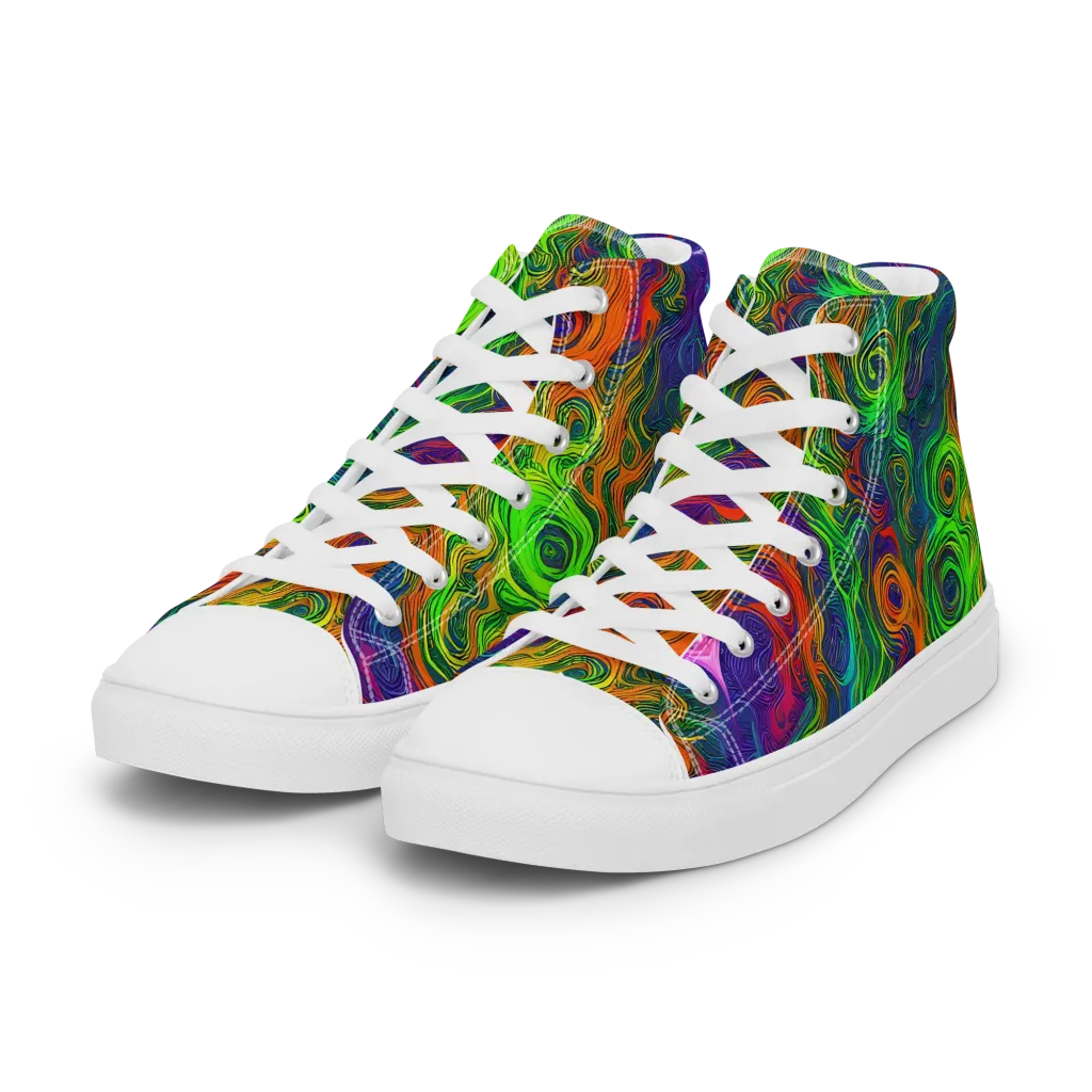 Chromatic Whirl on Women's High Top Canvas Shoes — Left Front