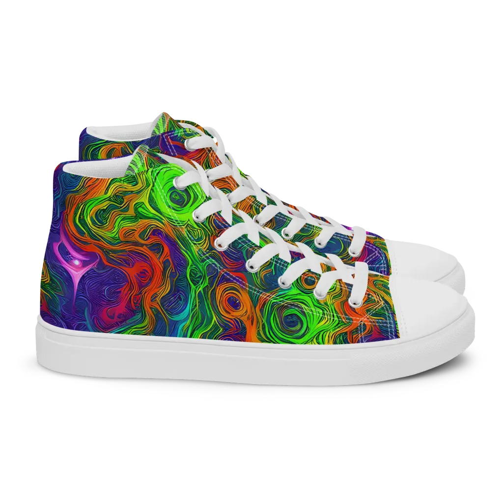 Chromatic Whirl on Women's High Top Canvas Shoes — Right