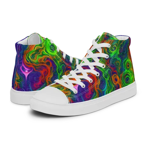 Chromatic Whirl on a Women's High Top Canvas Shoes