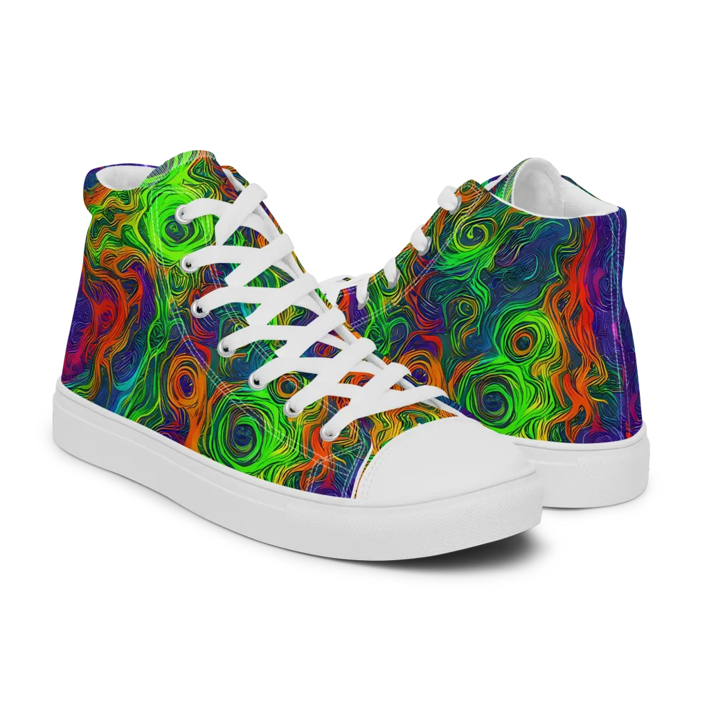 Chromatic Whirl on Women's High Top Canvas Shoes — Right