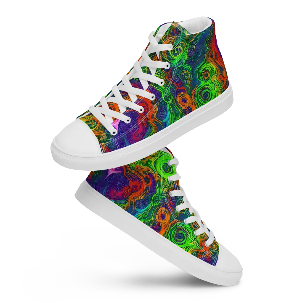 Chromatic Whirl on Women's High Top Canvas Shoes — Front