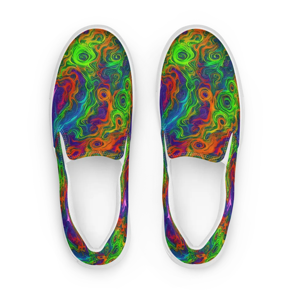 Chromatic Whirl on Men's Slip-On Canvas Shoes — Front