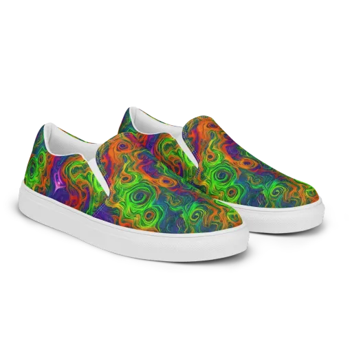Chromatic Whirl on a Men's Slip-On Canvas Shoes