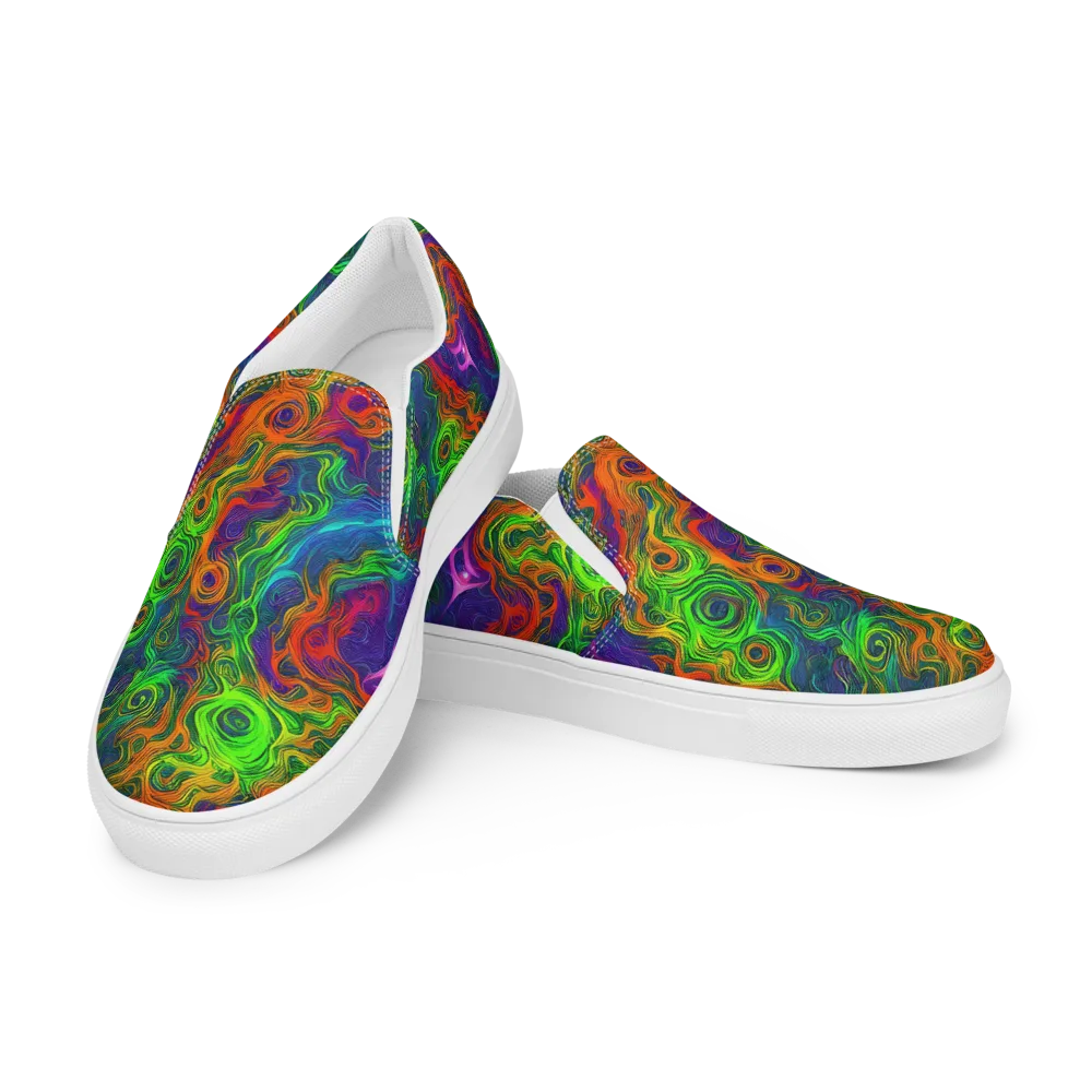 Chromatic Whirl on Men's Slip-On Canvas Shoes — Left Front
