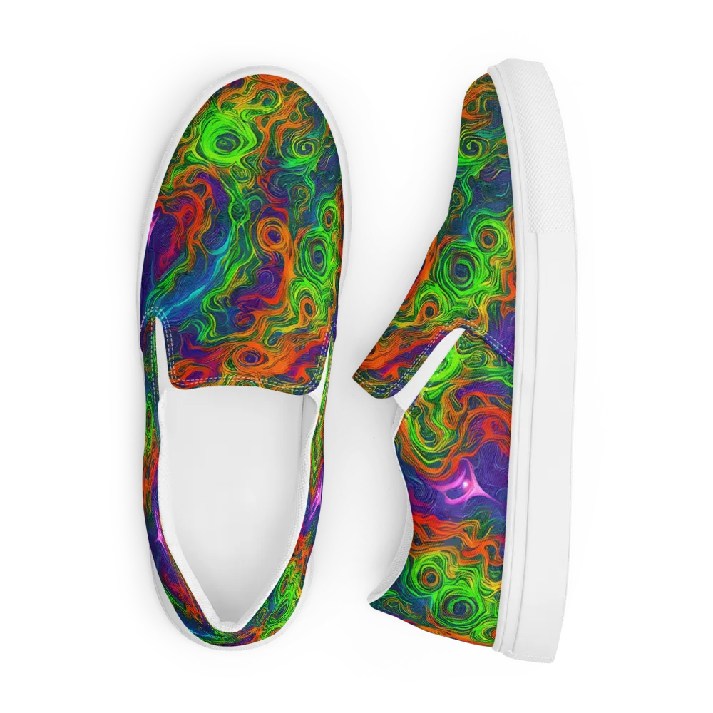 Chromatic Whirl on Men's Slip-On Canvas Shoes — Front