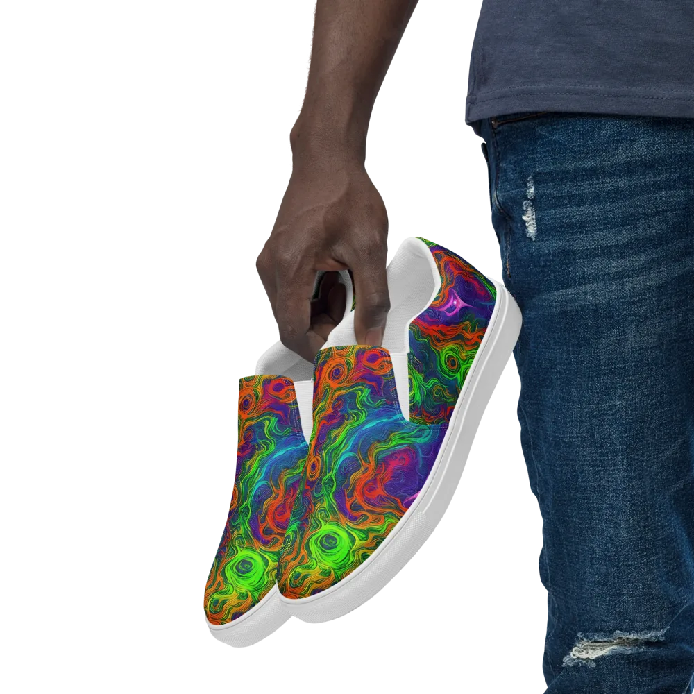Chromatic Whirl on Men's Slip-On Canvas Shoes — Left Front