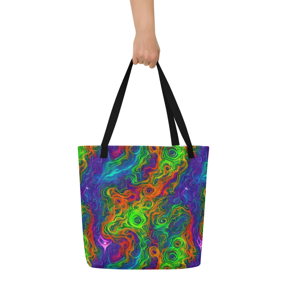 Chromatic Whirl on Large Tote Bag W/ Pocket — Front