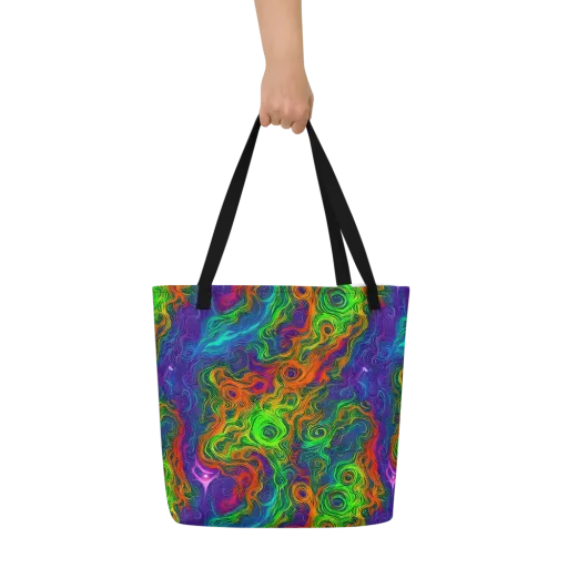Chromatic Whirl on a Large Tote Bag W/ Pocket