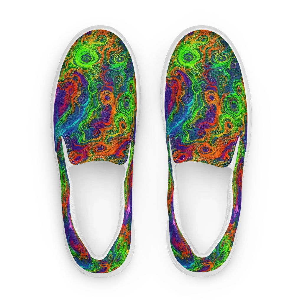 Chromatic Whirl on Women's Slip-On Canvas Shoes — Front