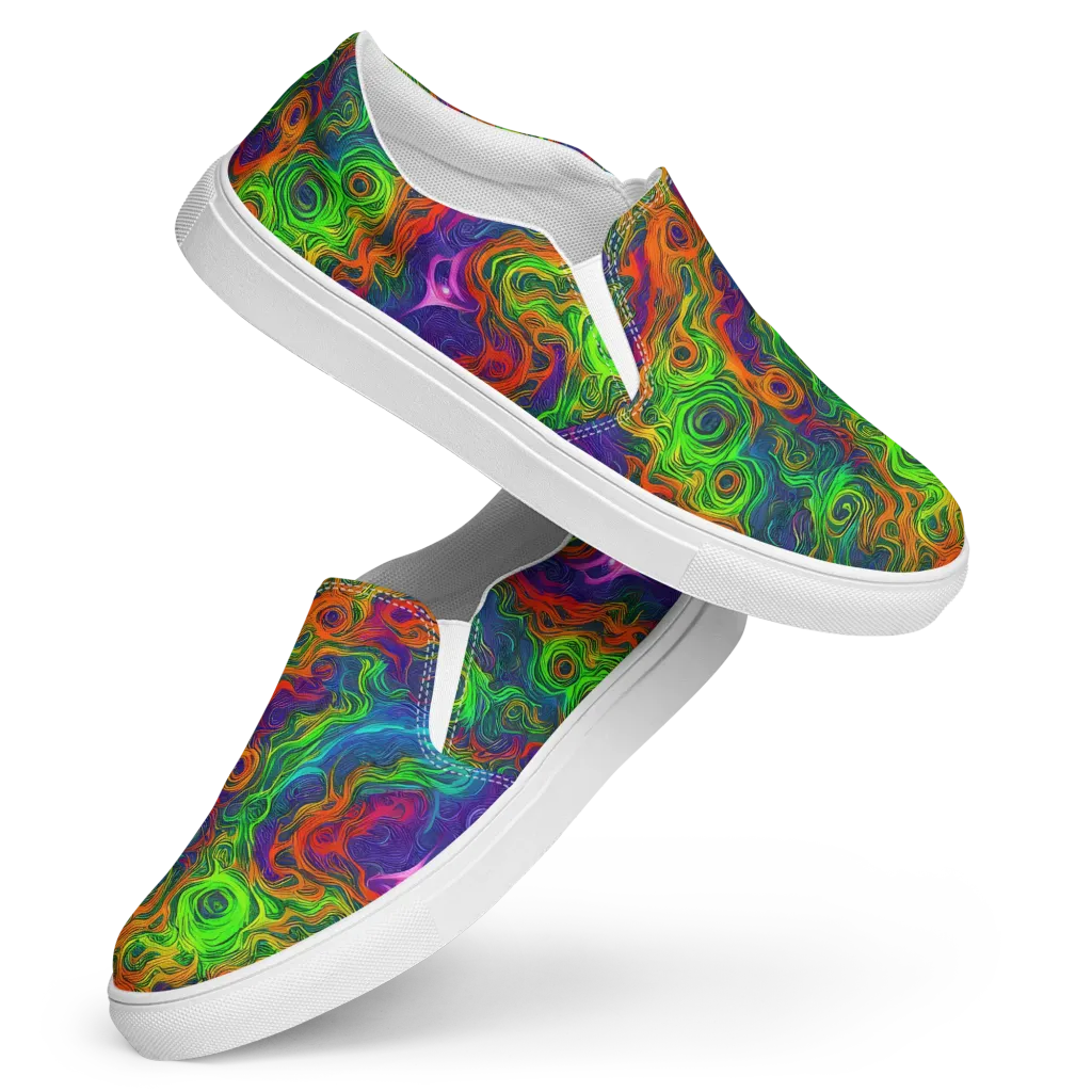Chromatic Whirl on Women's Slip-On Canvas Shoes — Front