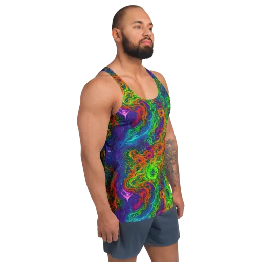 Chromatic Whirl on a Men's Tank Top
