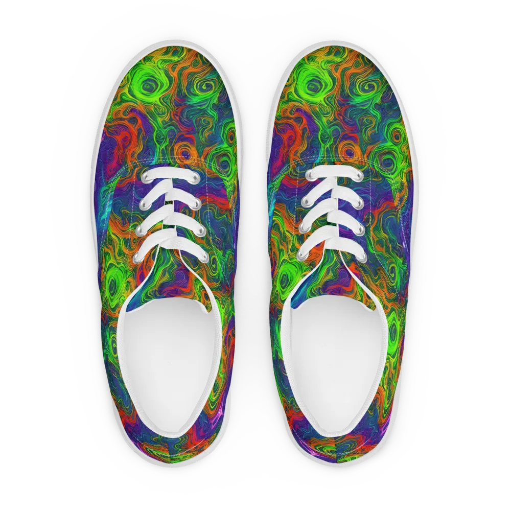 Chromatic Whirl on Men's Lace-Up Canvas Shoes — Front