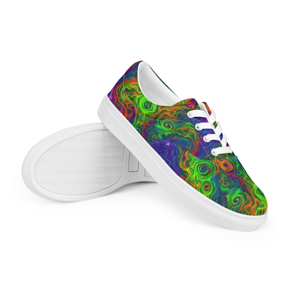 Chromatic Whirl on Men's Lace-Up Canvas Shoes — Right Front