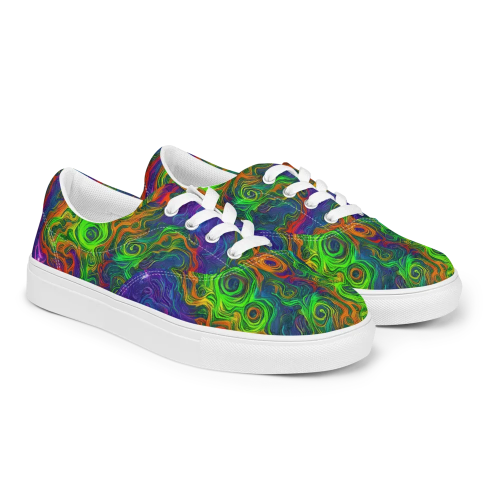 Chromatic Whirl on Men's Lace-Up Canvas Shoes — Right Front