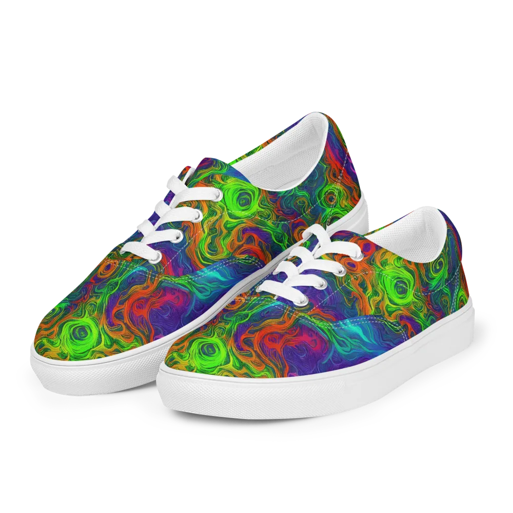 Chromatic Whirl on Men's Lace-Up Canvas Shoes — Left Front