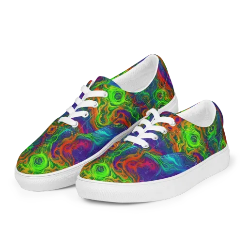 Chromatic Whirl on a Men's Lace-Up Canvas Shoes