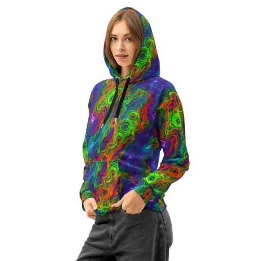 Chromatic Whirl on a Cotton Hoodie