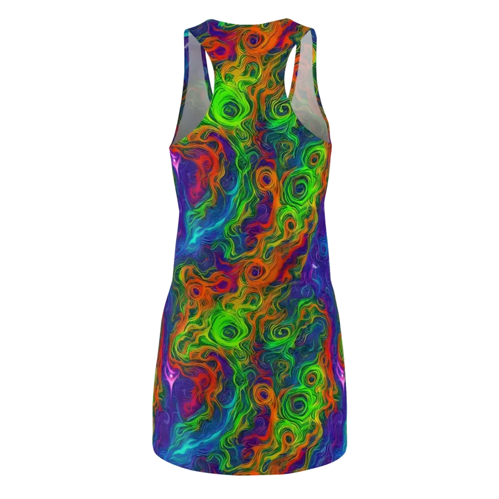 Chromatic Whirl on Racerback Dress — Back