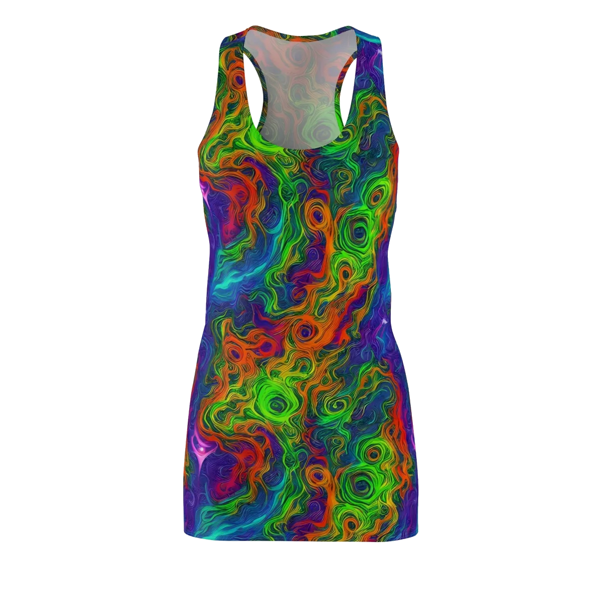 Chromatic Whirl on Racerback Dress — Front