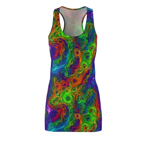 Chromatic Whirl on a Racerback Dress