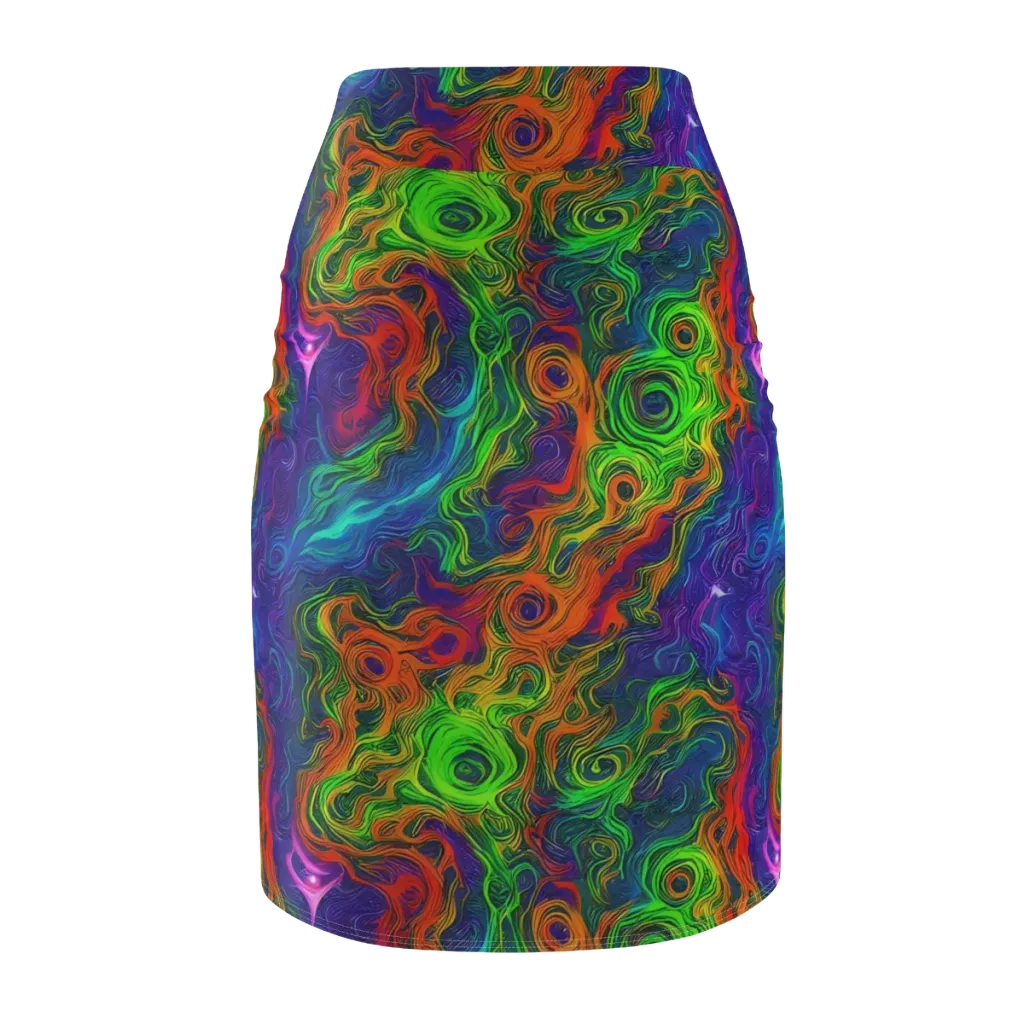 Chromatic Whirl on Pencil Skirt — Back