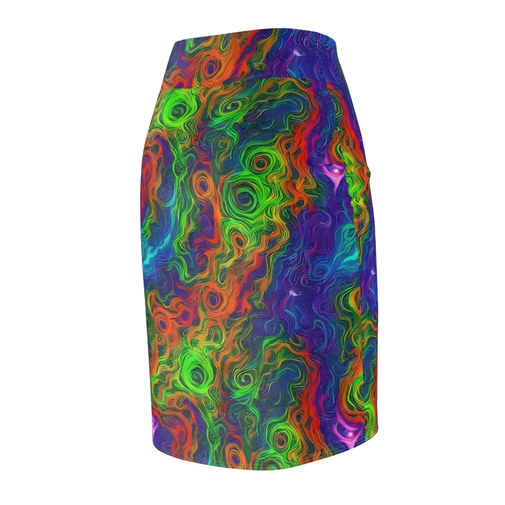 Chromatic Whirl on Pencil Skirt — Back Side