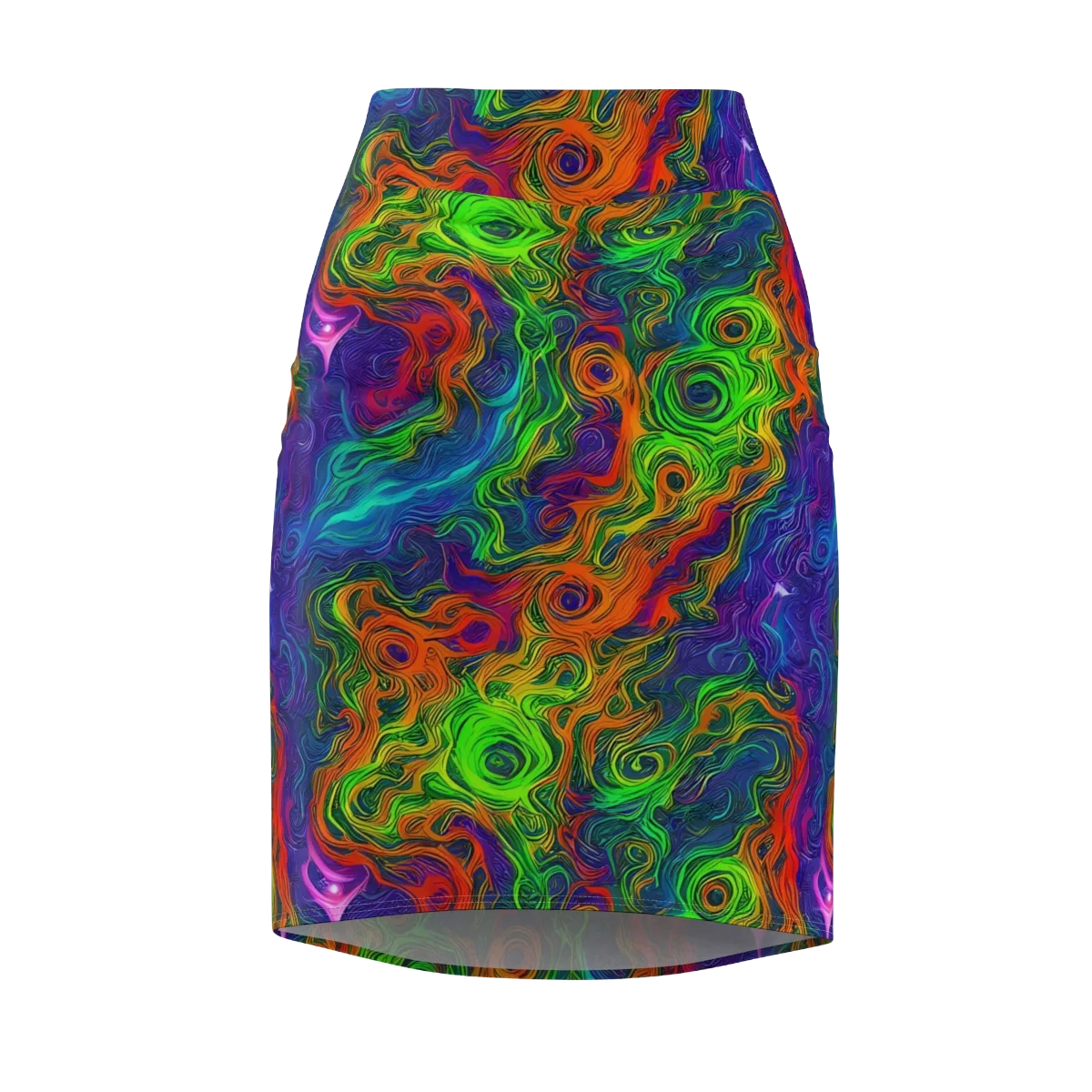 Chromatic Whirl on Pencil Skirt — Front