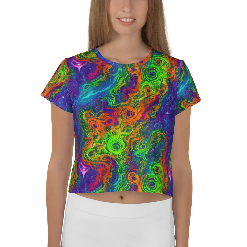 Chromatic Whirl on Crop Tee — Front
