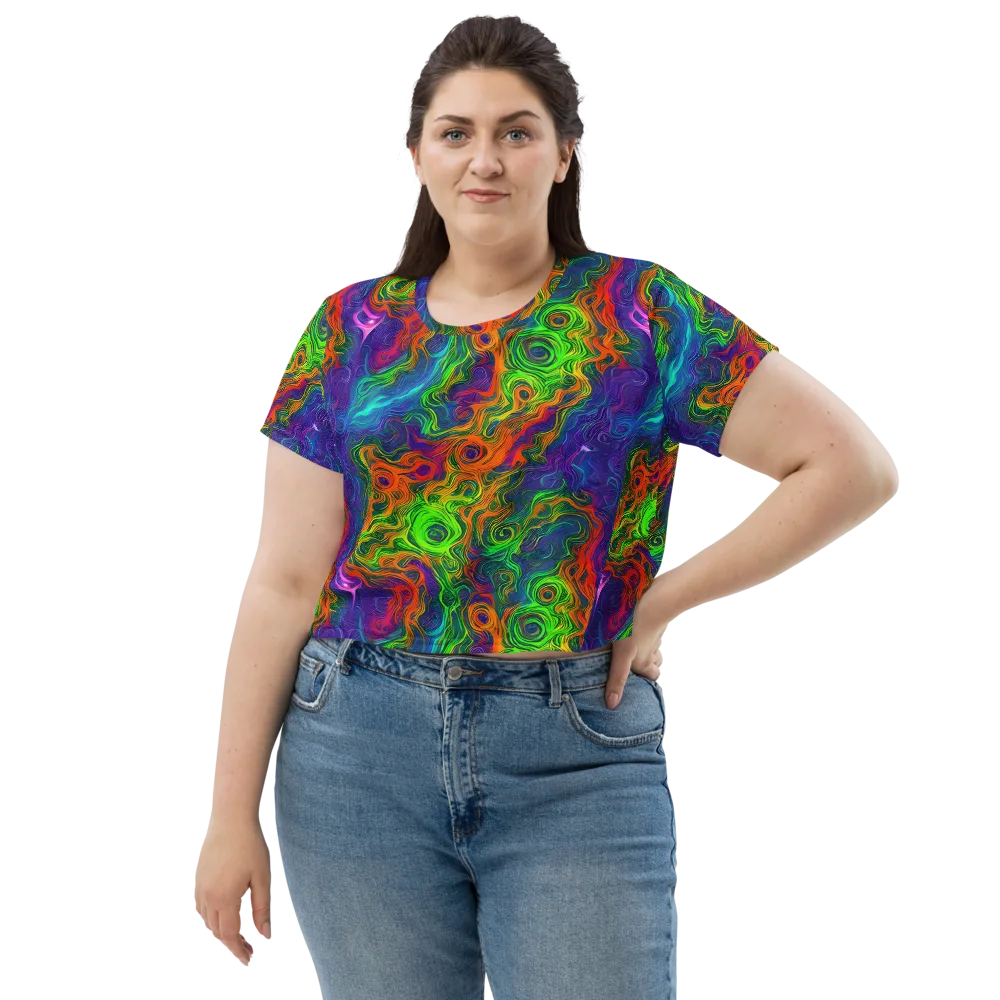 Chromatic Whirl on Crop Tee — Front