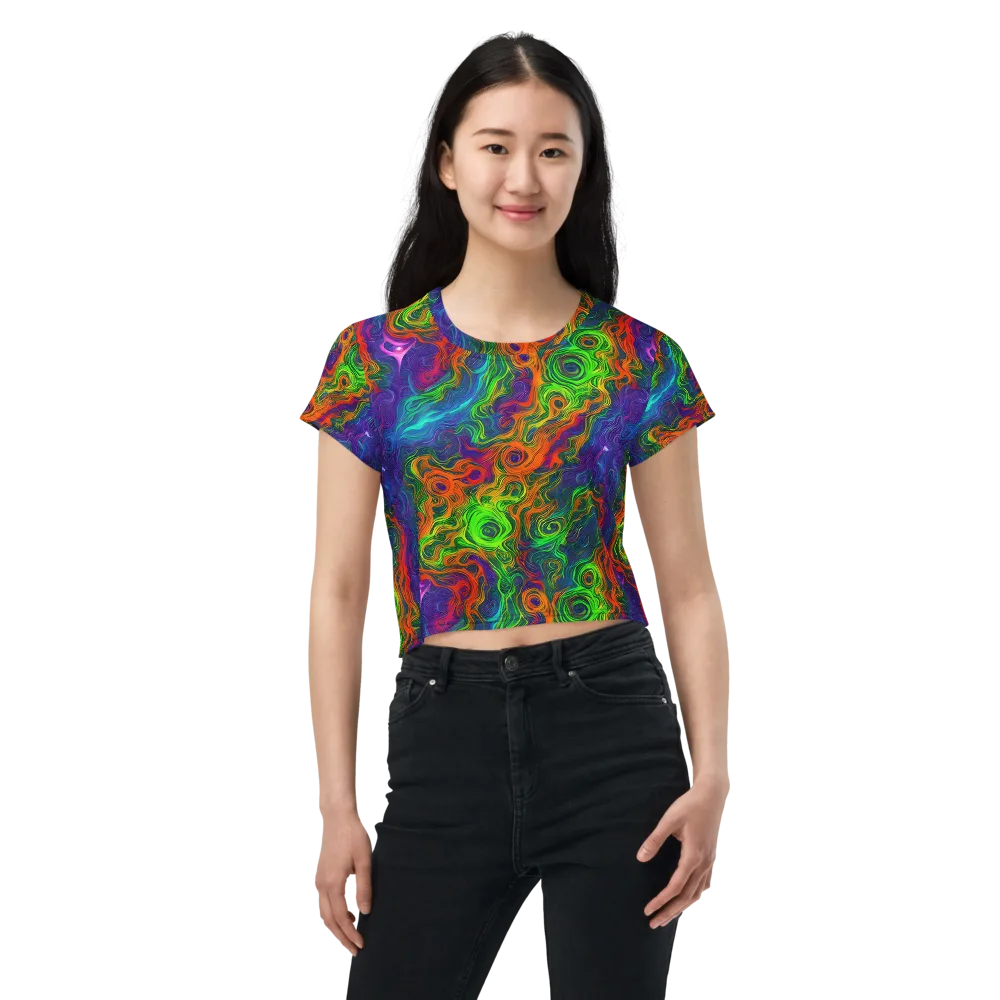 Chromatic Whirl on Crop Tee — Front