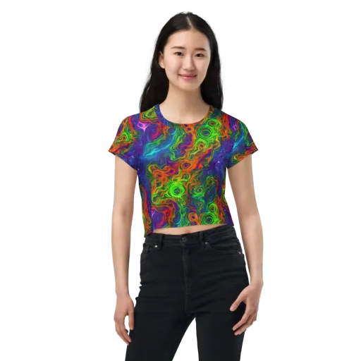 Chromatic Whirl on a Crop Tee