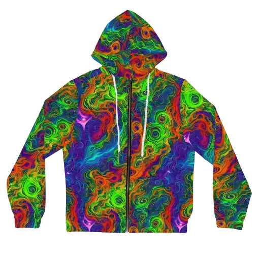Chromatic Whirl on a Women's Full-Zip Hoodie