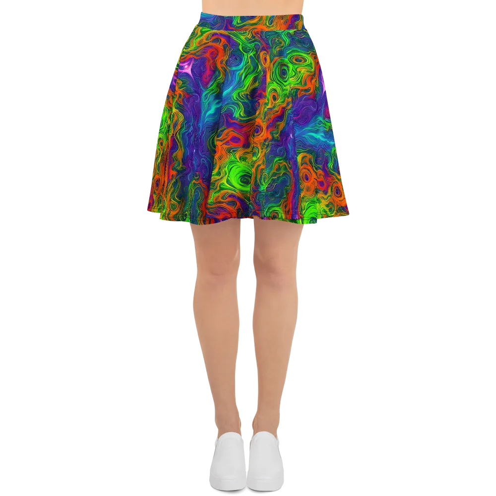 Chromatic Whirl on Skater Skirt — Front