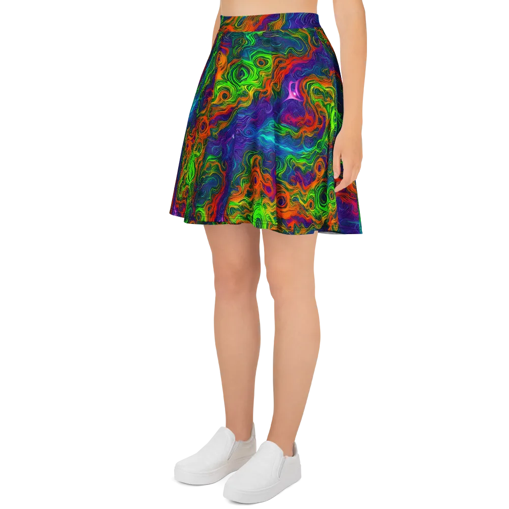 Chromatic Whirl on Skater Skirt — Left