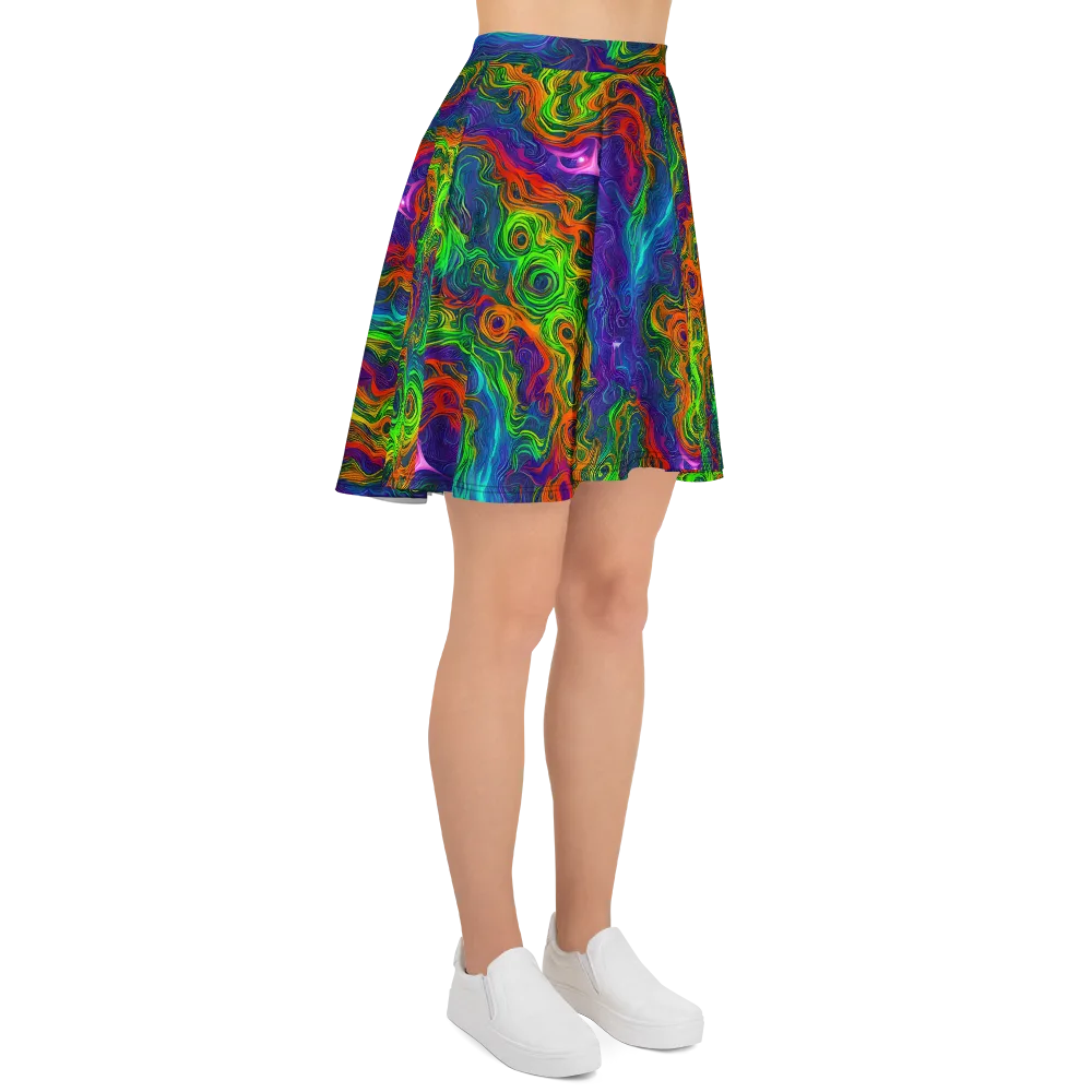 Chromatic Whirl on Skater Skirt — Right