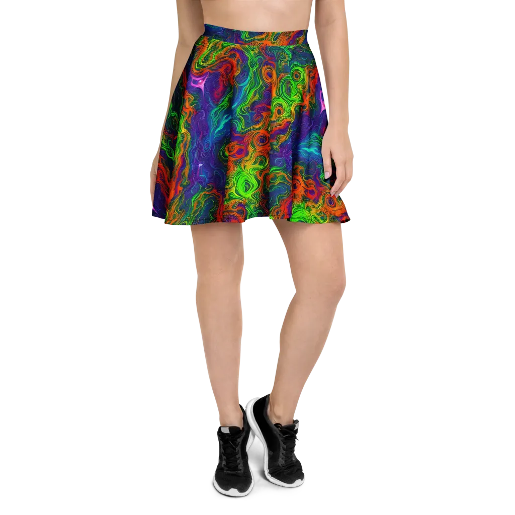 Chromatic Whirl on Skater Skirt — Front