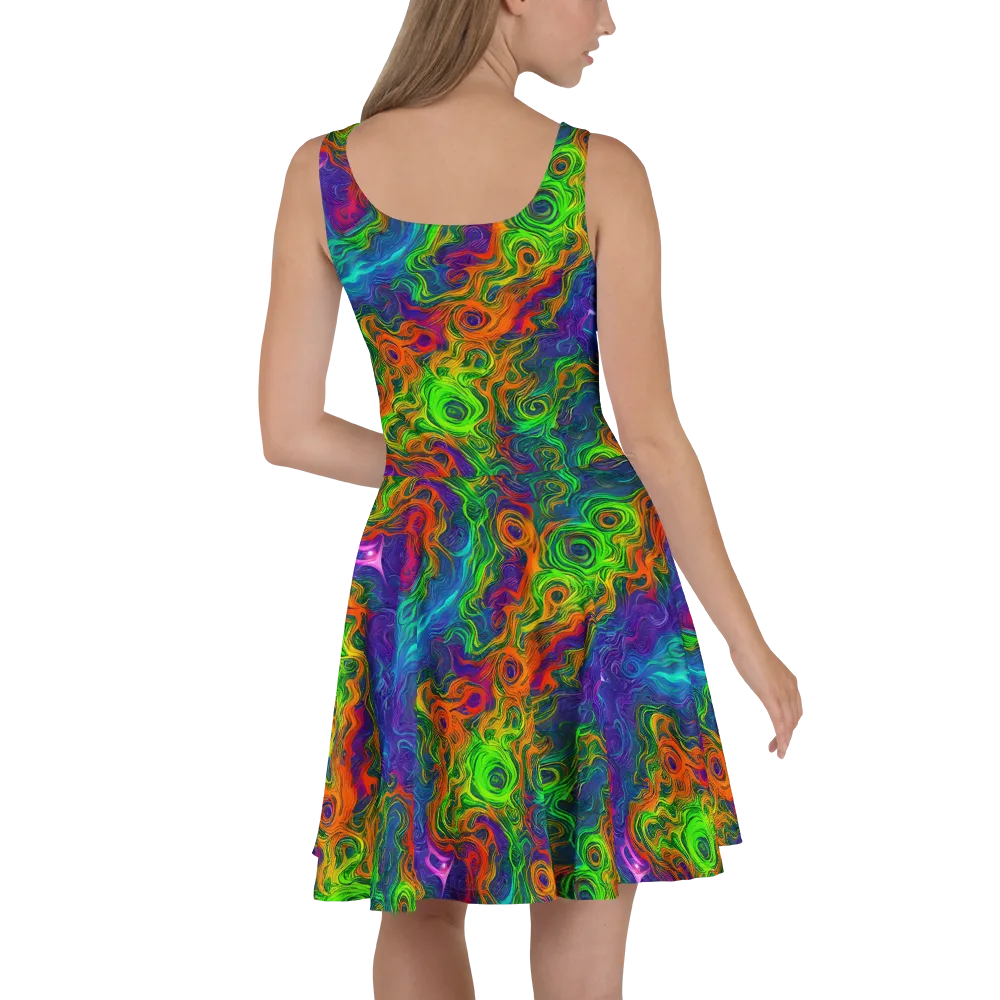 Chromatic Whirl on Skater Dress — Back