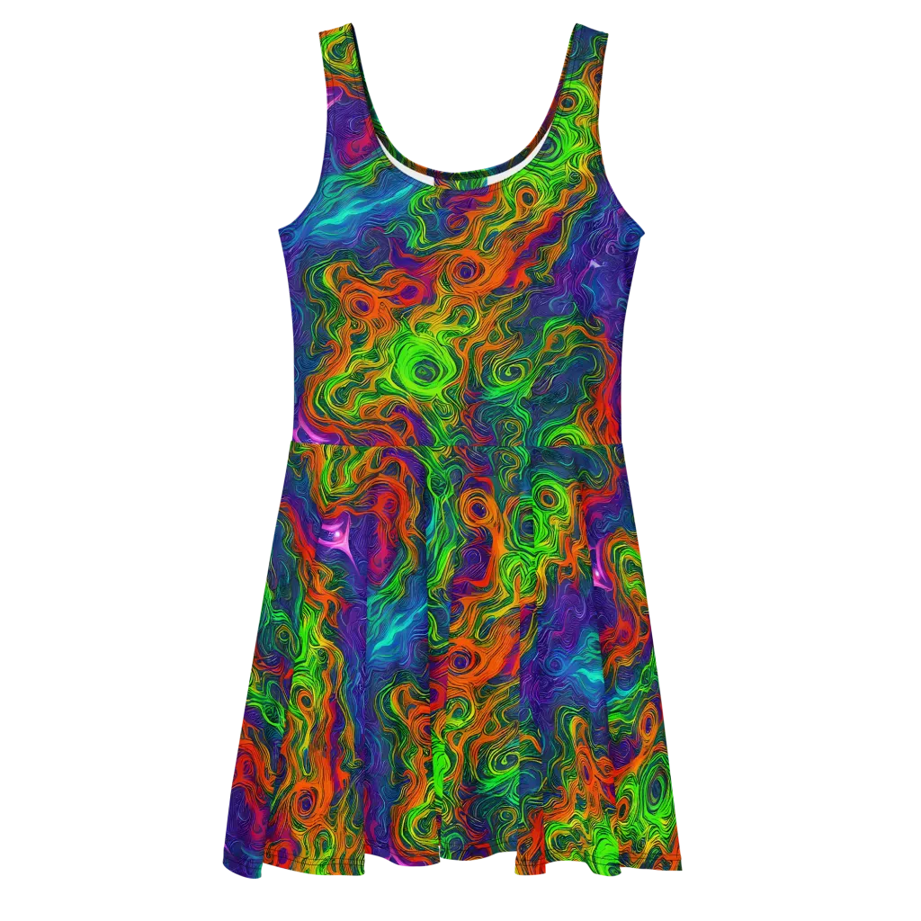 Chromatic Whirl on Skater Dress — Front
