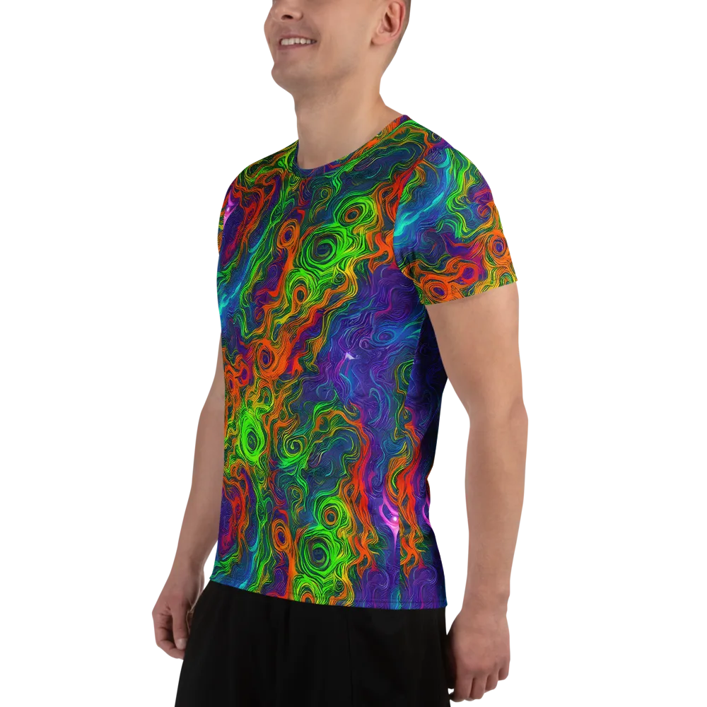 Chromatic Whirl on Men's Athletic T-Shirt — Left