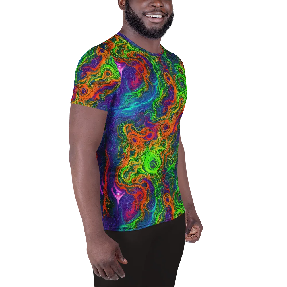 Chromatic Whirl on Men's Athletic T-Shirt — Right