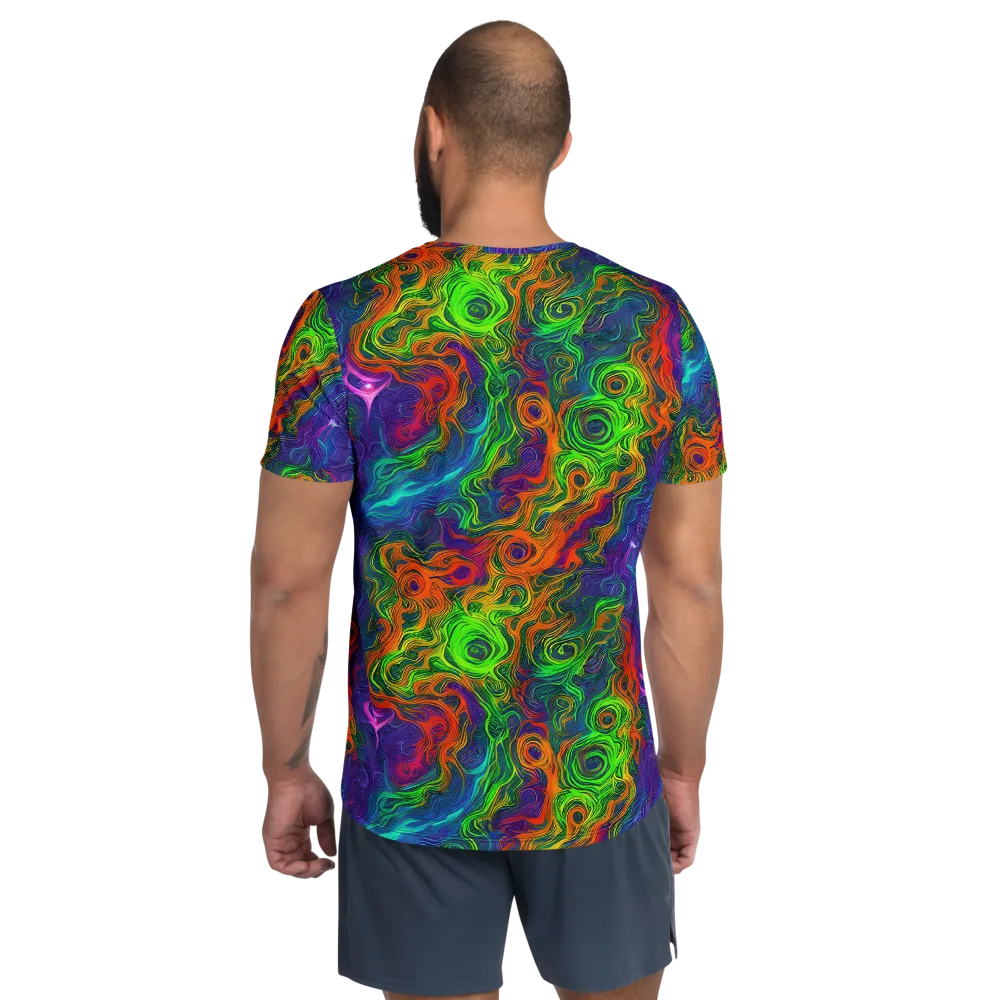 Chromatic Whirl on Men's Athletic T-Shirt — Back